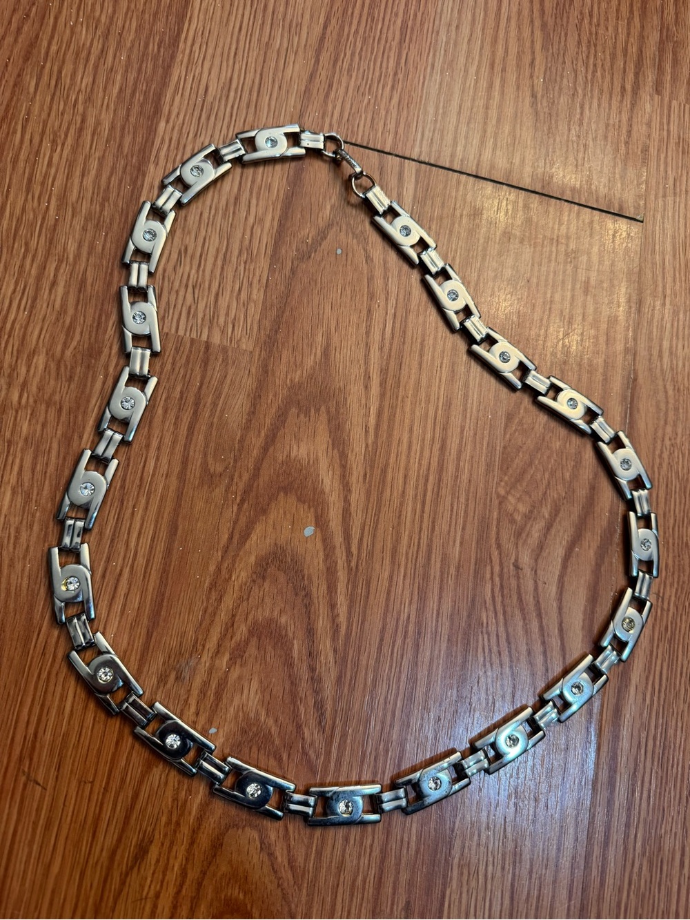Silver-Tone Link Belt with Clear Stones